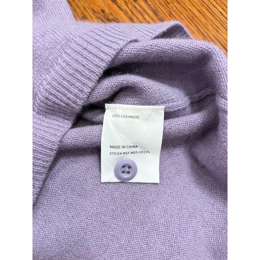 The Commons Mens 100% Cashmere Short Sleeve Polo Sweater Purple Ash Large